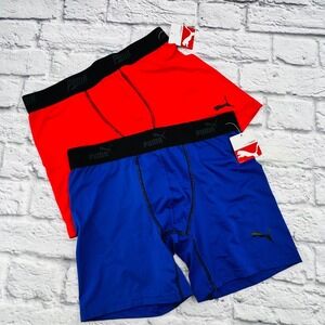 Puma Set of 2 Mens Boxer Briefs Small Red Blue Performance Athletic